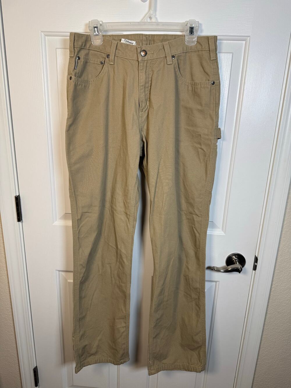 Carhartt Women's Relaxed Fit Canvas Carpenter Jeans WB159 Golden Khaki 12 32L
